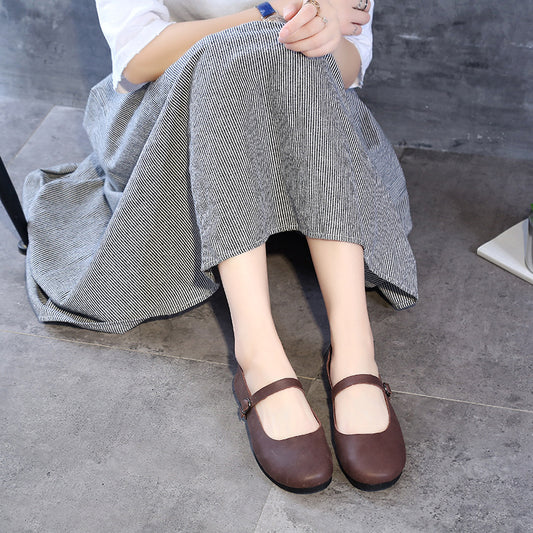 Women's Crafts Genuine First Layer Cowhide Low-cut Casual Shoes