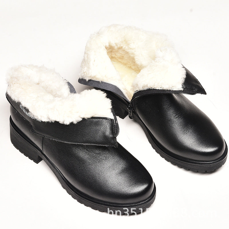 Women's Strong Man Winter British Martin Wool Chunky Cotton Women's Shoes