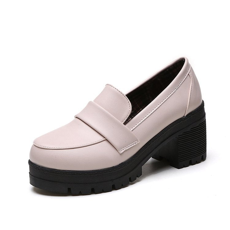 Women's Jane Spring Preppy Style Chunky Round Women's Shoes