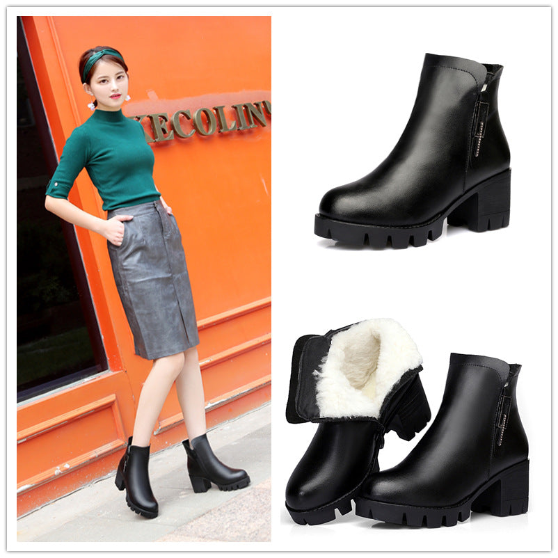 Women's Winter Fleece-lined Thickened Waterproof Short Northeast Women's Shoes