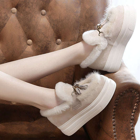 Women's Winter Mink Fur Wool Warm Cotton Women's Shoes