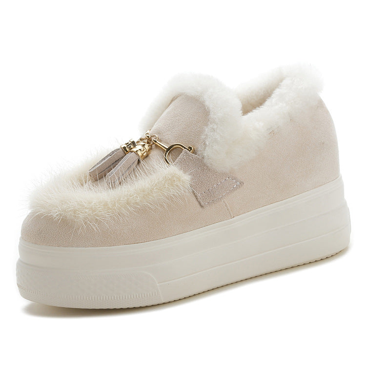 Women's Winter Mink Fur Wool Warm Cotton Women's Shoes