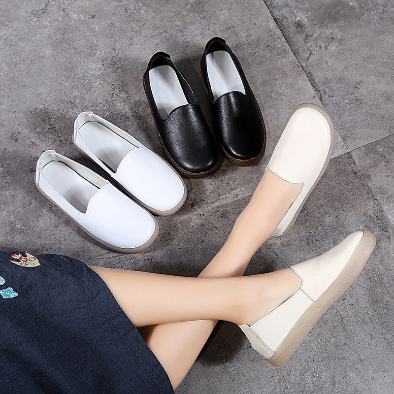 Women's Genuine Lazy Pedal Beef Tendon Pumps Casual Shoes