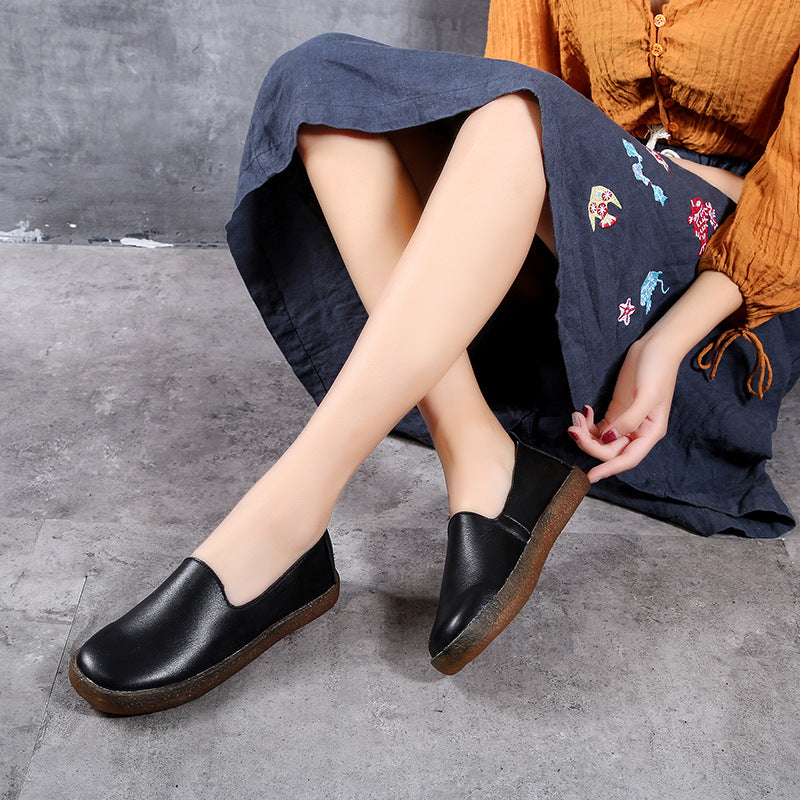 Women's Genuine Lazy Pedal Beef Tendon Pumps Casual Shoes