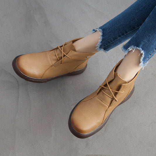 Women's Cotton British Style Retro Ankle Fleece-lined Boots