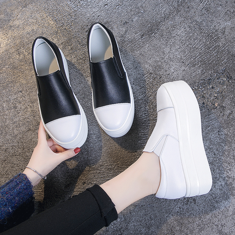 Women's Toe Thick Bottom Platform Single Korean Style Fashionable Easy Loafers