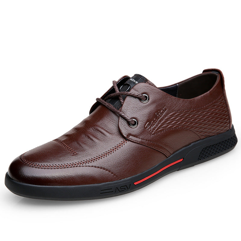 Men's Top Layer Cowhide Round Head Breathable Casual Shoes