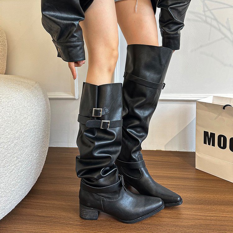 Women's Super Hot Pantyhose Thick Black Below The Knee Pile Style Boots