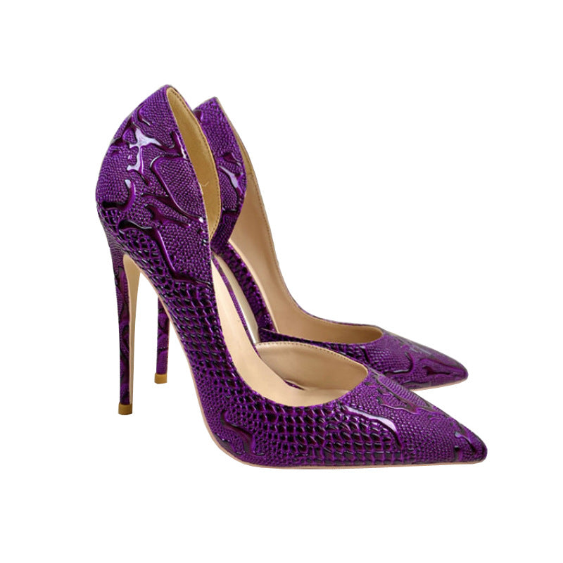 Women's Purple High Pointed Toe Stiletto Low-cut Women's Fashion Shoes