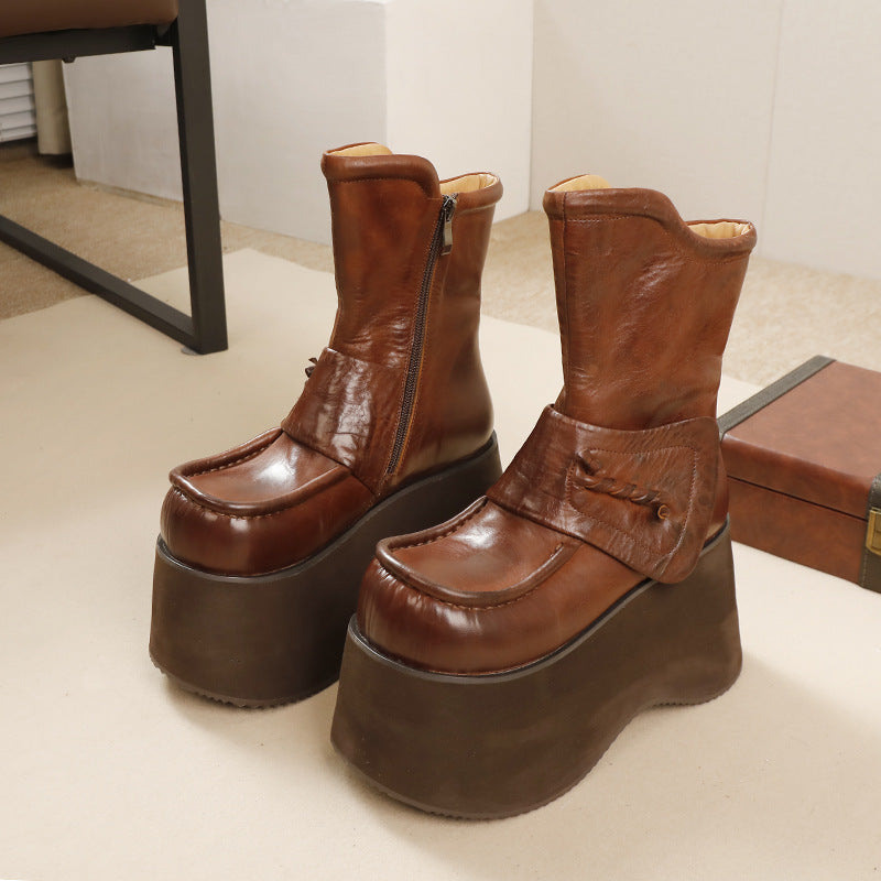 Women's Horse Thick-soled Retro Easy Matching Skinny Boots