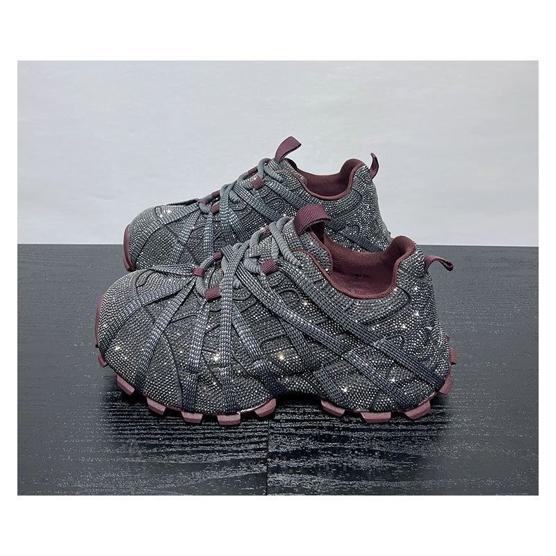 Women's Dad Starry Platform Heighten Fashion Rhinestone Sneakers