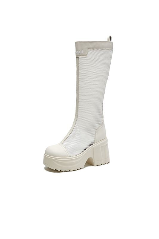 Women's Thick Bottom Mesh Below The Knee Boots