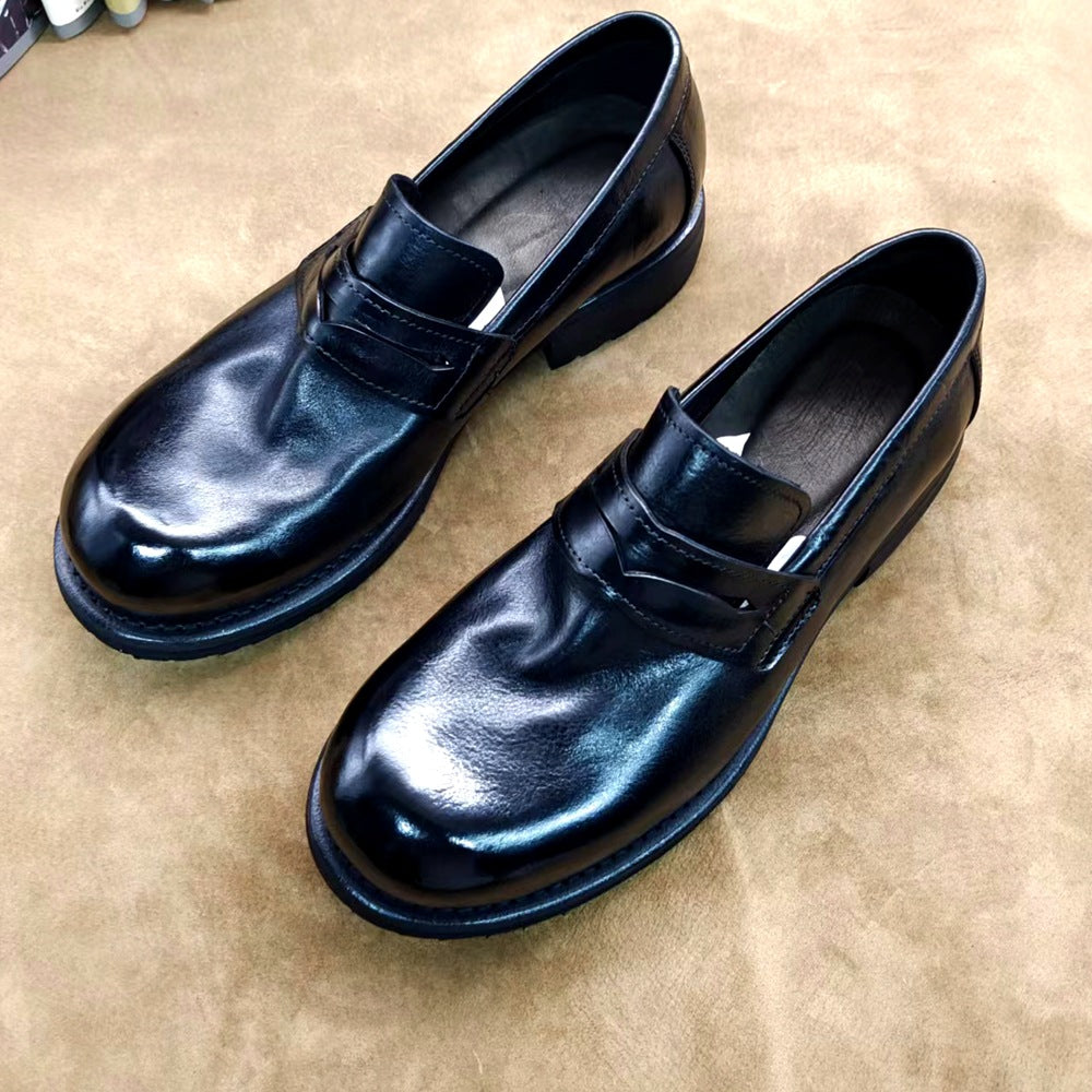 Men's Washed Horse Big Head Slip-on Mickey Warped Loafers/doug Shoes