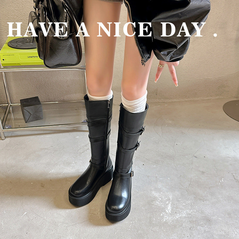Women's Knight Thick Bottom Increased Shorty Long Boots