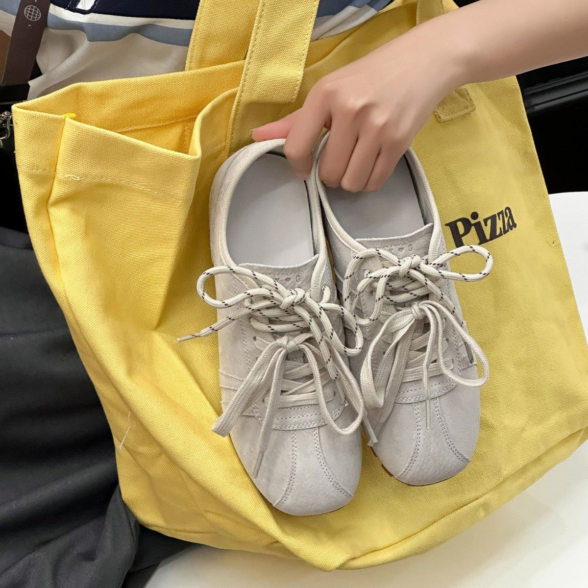 Women's Spring Flat Top Layer Pig Bud Training Stylish Lightweight Leisure Women's Casual Shoes