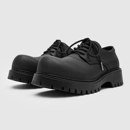 Men's Light British Style Autumn Height Increasing Derby Black Men's Casual Leather Shoes