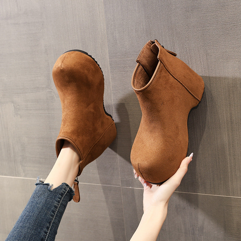 Women's Thick-soled Vintage Fleece-lined Martin Fashionable Ankle Women's Leather Boots