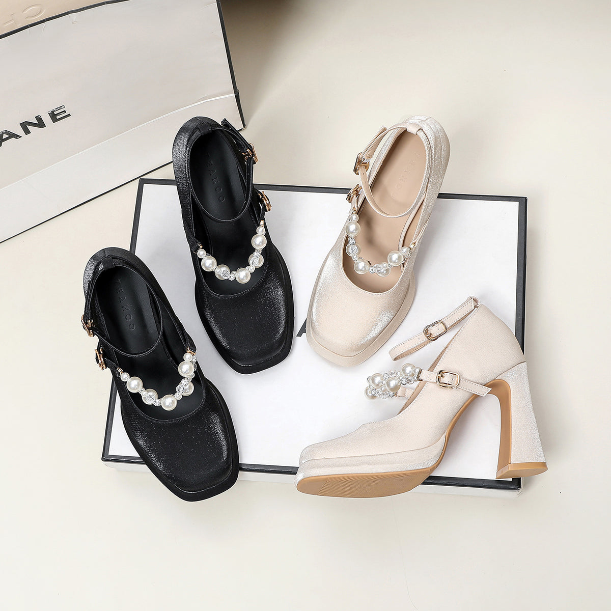 Women's High Pearl Rhinestone Platform Wedding Satin Sexy Noble Women's Fashion Shoes