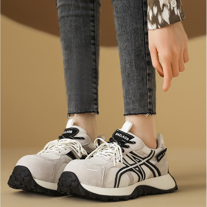 Women's Breathable Mesh Platform Dad Early Spring Height Sneakers