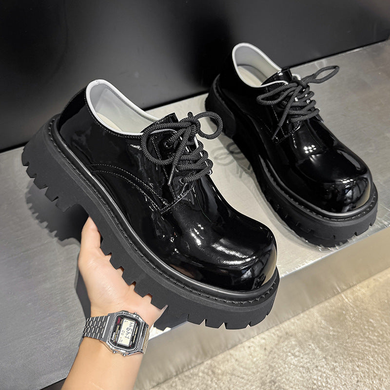 Men's Autumn Derby Big Head Glossy British Men's Casual Leather Shoes