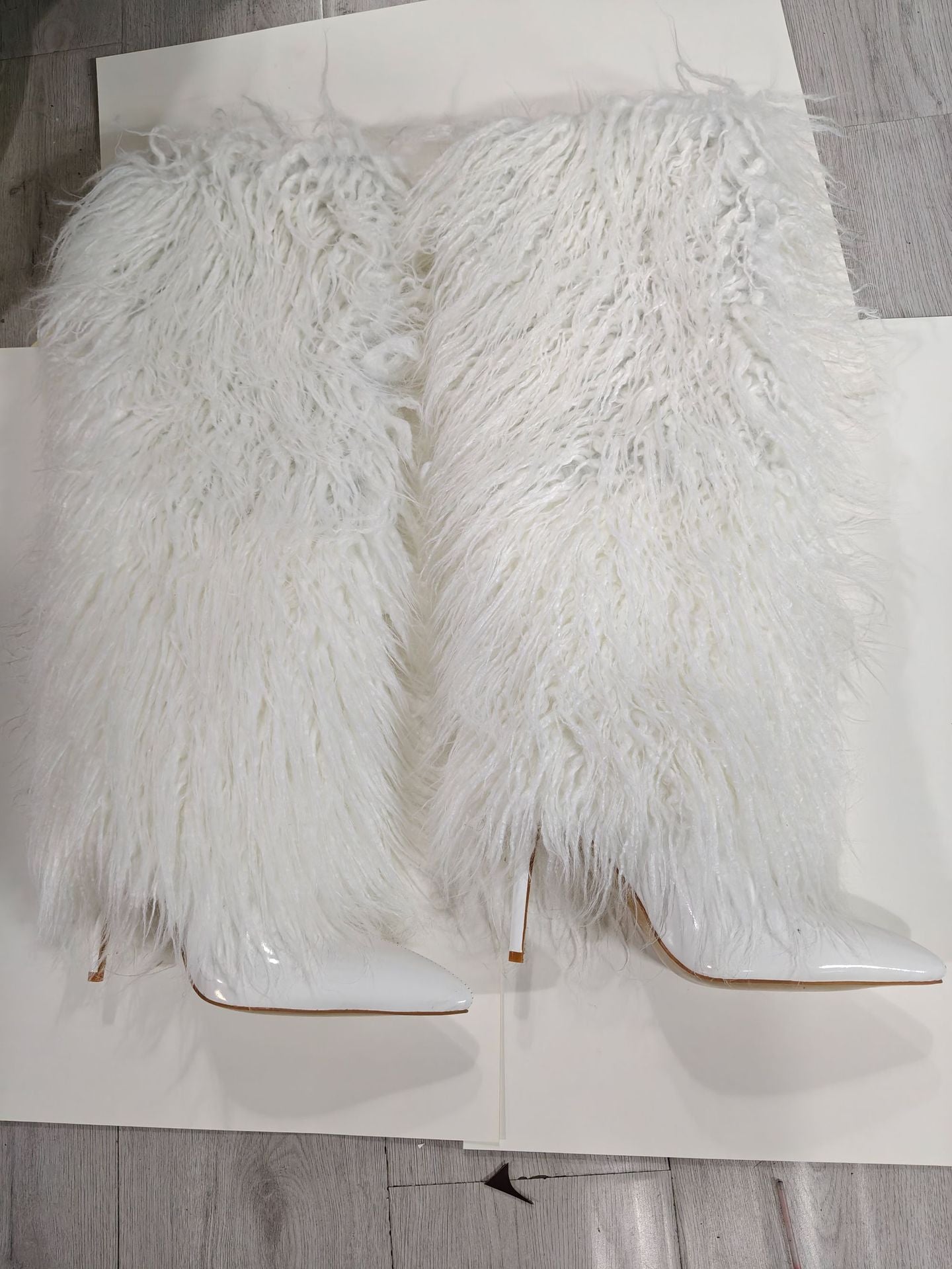 Women's Special Stiletto Fur Warm Fashion High-heel Pointed High Women's Leather Boots