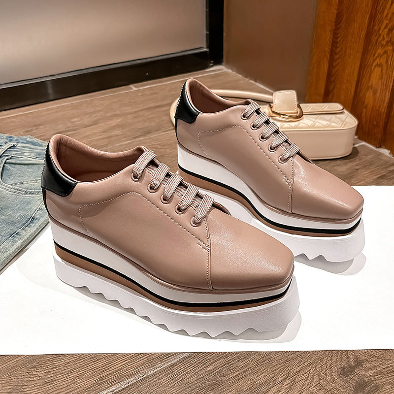 Women's Square Toe Wedge Platform Striped Bottom Women's Casual Shoes