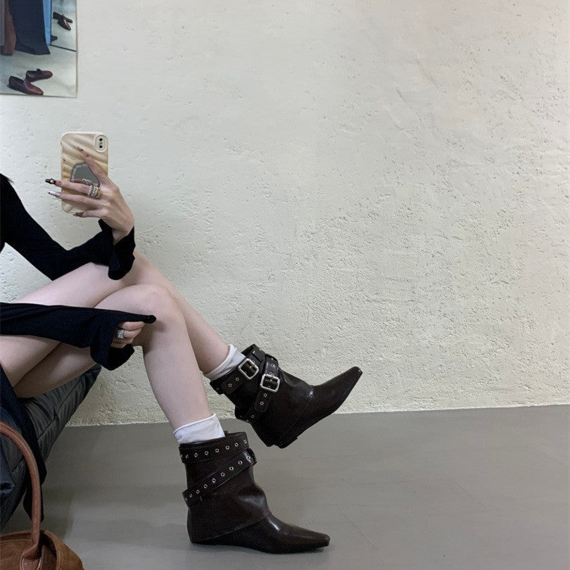 Women's Rivet Trouser Legs Increased Pointed Ankle Women's Shoes