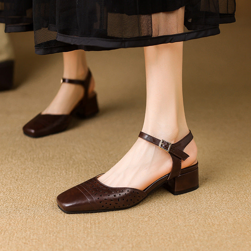 Women's Large Small Size Closed Toe Thick Flat Sandals