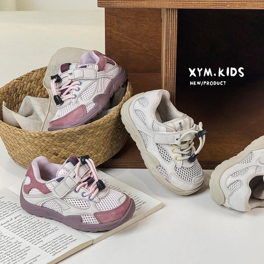 Summer Single Mesh Korean Style Fashion Drawstring Children's Sports Shoes