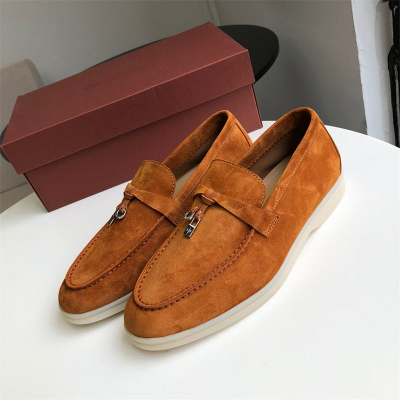 Women's One Pedal Pumps Suede Flat Bottom England Style Loafers