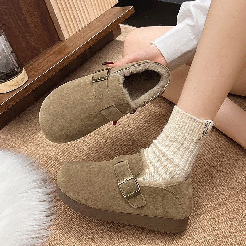 Women's All-inclusive Winter Slip-on Retro Fluffy Cotton Women's Shoes