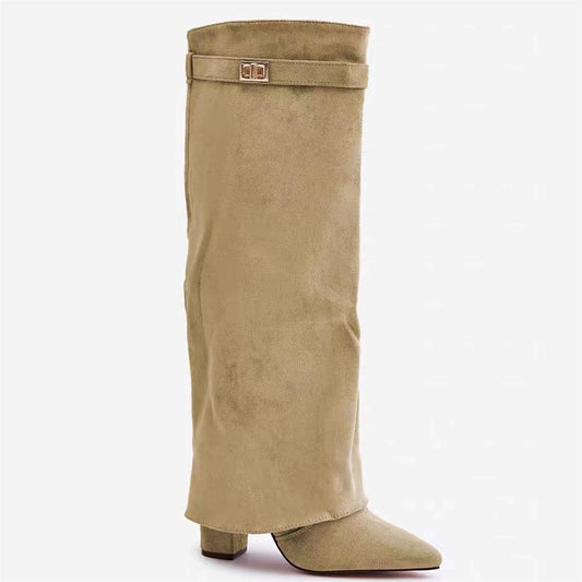 Pointed Toe Big Tube Circumference Comfortable Boots
