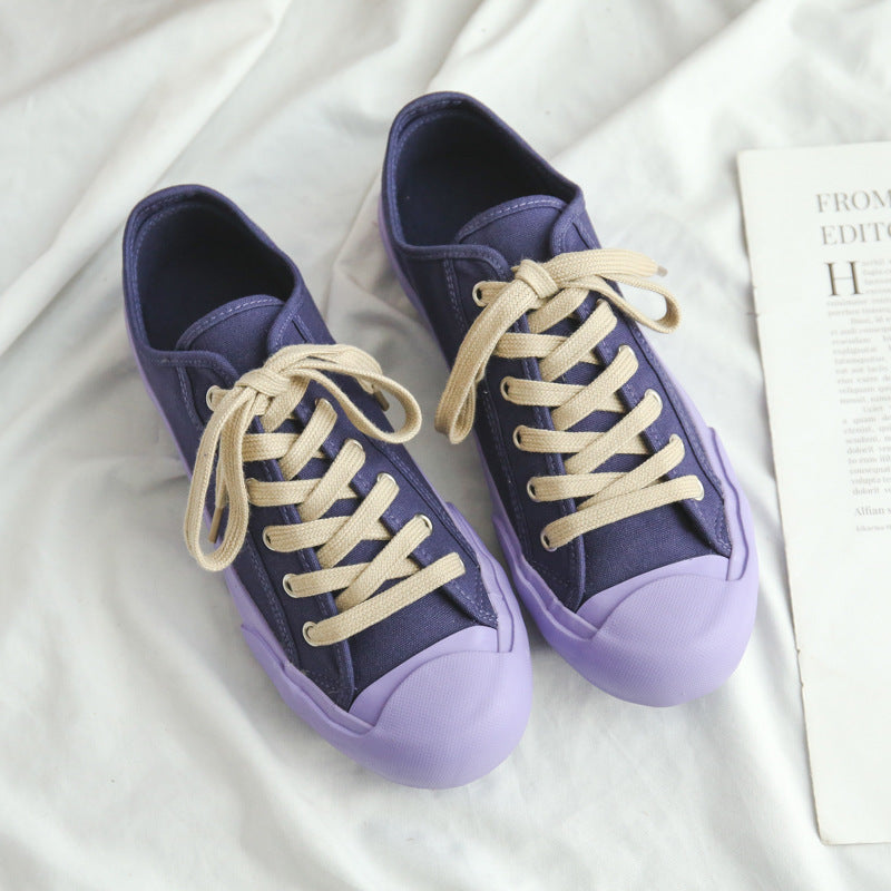 Cream White Retro Distressed Sports For Lovers Canvas Shoes