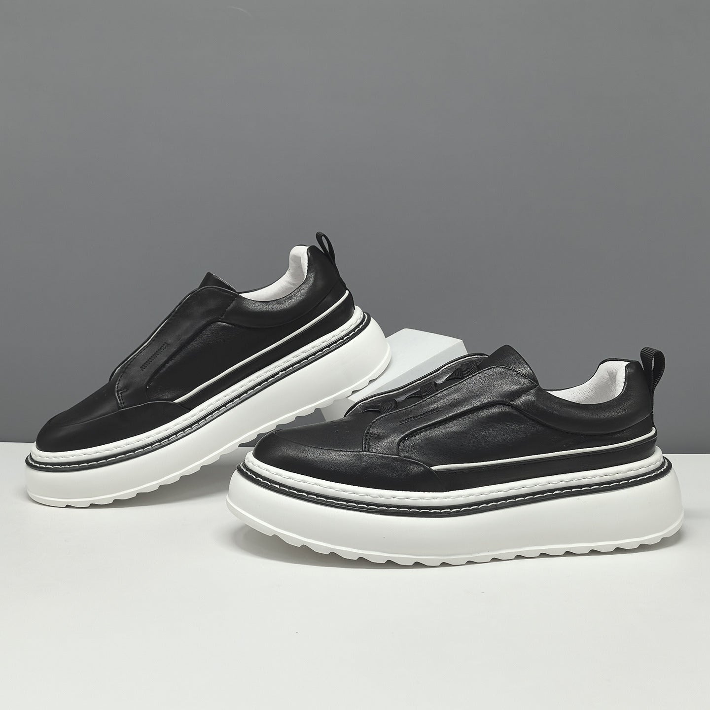 Men's Layer Cowhide Platform Board Fashionable Genuine Men's Shoes