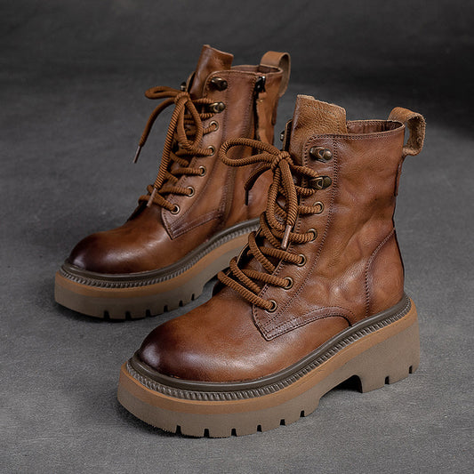Women's With Veet Martin Pleated Cowhide Side Zipper Boots