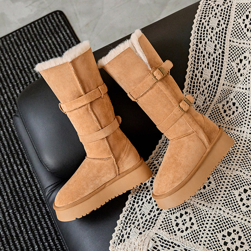 Women's Height Increasing Insole Two-way Thick Bottom Super Women's Snow Boots