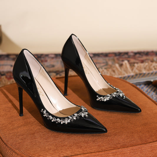 Women's Patent French High For Rhinestone Stiletto Pumps Plus Size Women's Fashion Shoes