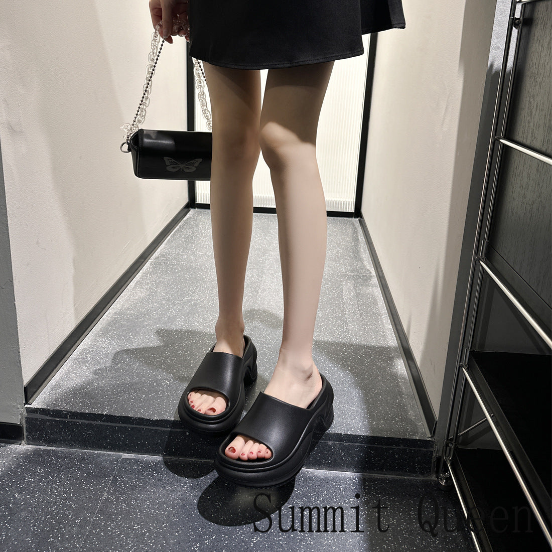 Women's Thick-soled Solid Color High-rise Wedge Sandals