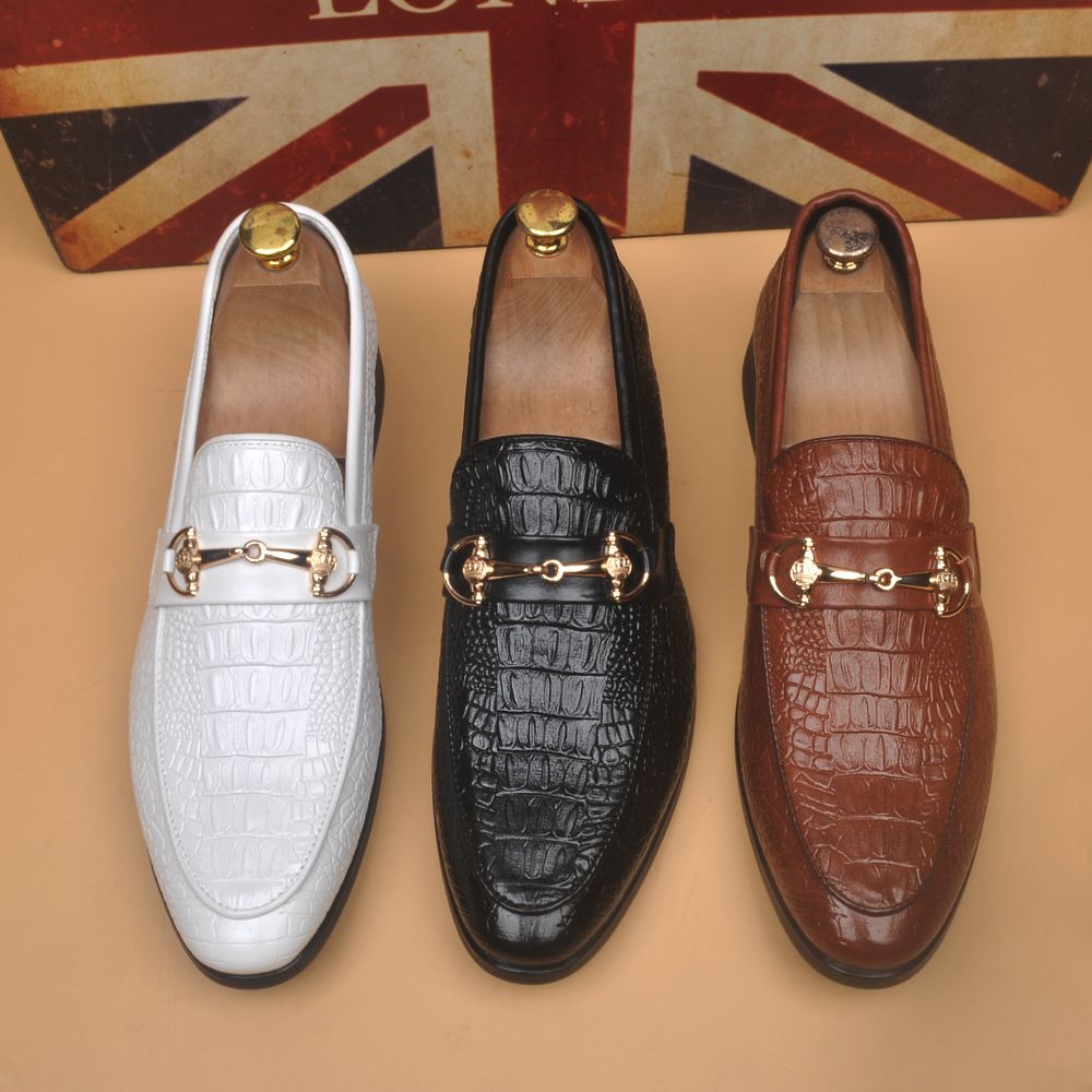 Men's British Pointed Crocodile Pattern Summer Versatile Breathable Genuine Doug Height Men's Casual Leather Shoes