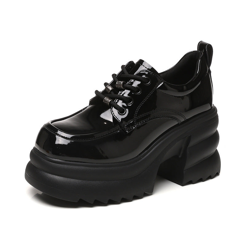 Women's Thick-soled British Style Autumn Platform Leather Shoes