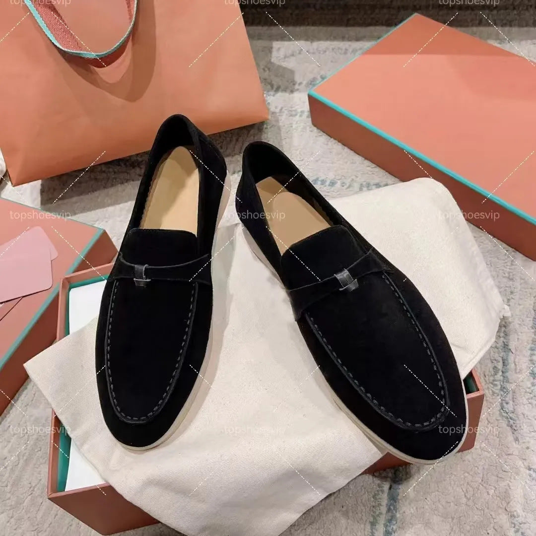 Women's Sheepskin Slip-on Pumps British Tassel Buckle Women's Casual Shoes