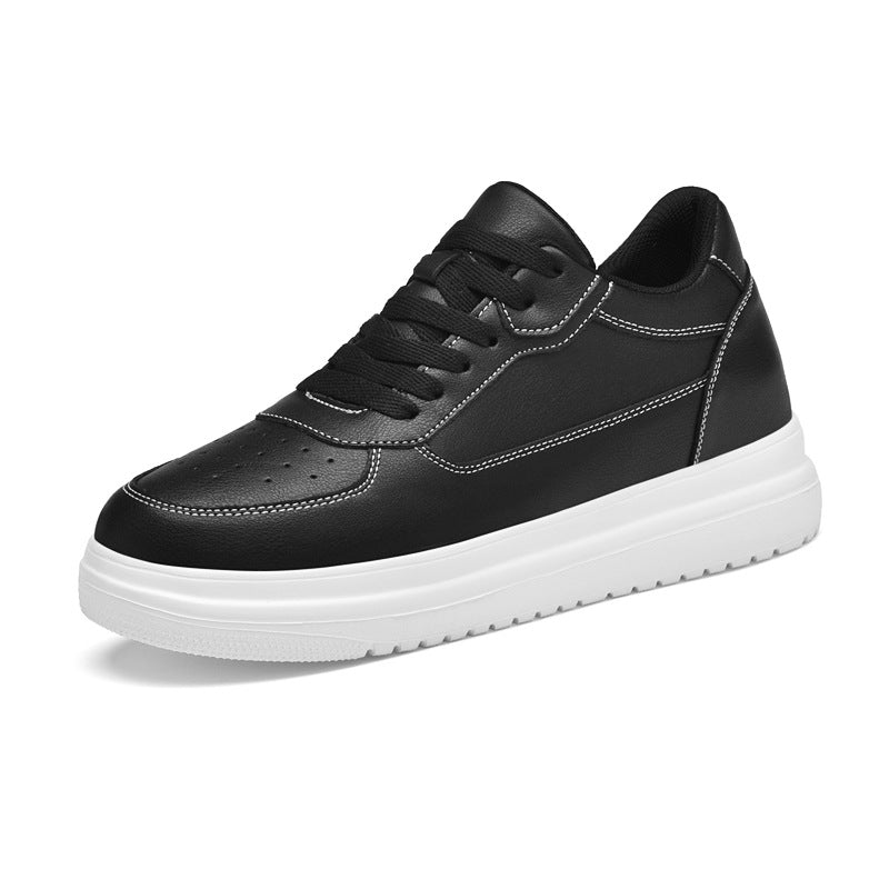 Unisex Invisible Height Increasing Insole Skateboard White Couple Men's Casual Leather Shoes