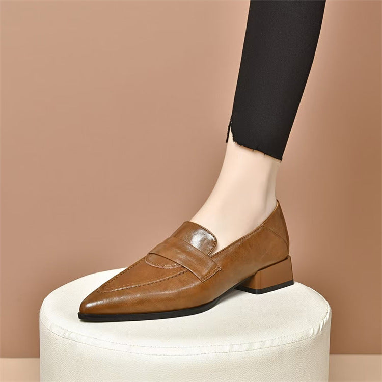 Women's French Style Vintage Trendy Pointed Toe Korean Square Women's Fashion Shoes