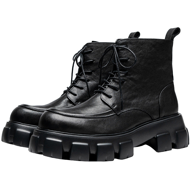 Men's Muffin Platform Martin Round Head British Boots