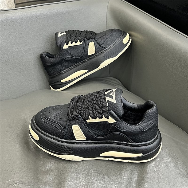 Men's Low-cut Genuine White Dad Platform Sports Casual Shoes