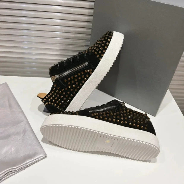 Women's Sports Trendy Double Zipper Design Round Women's Casual Shoes