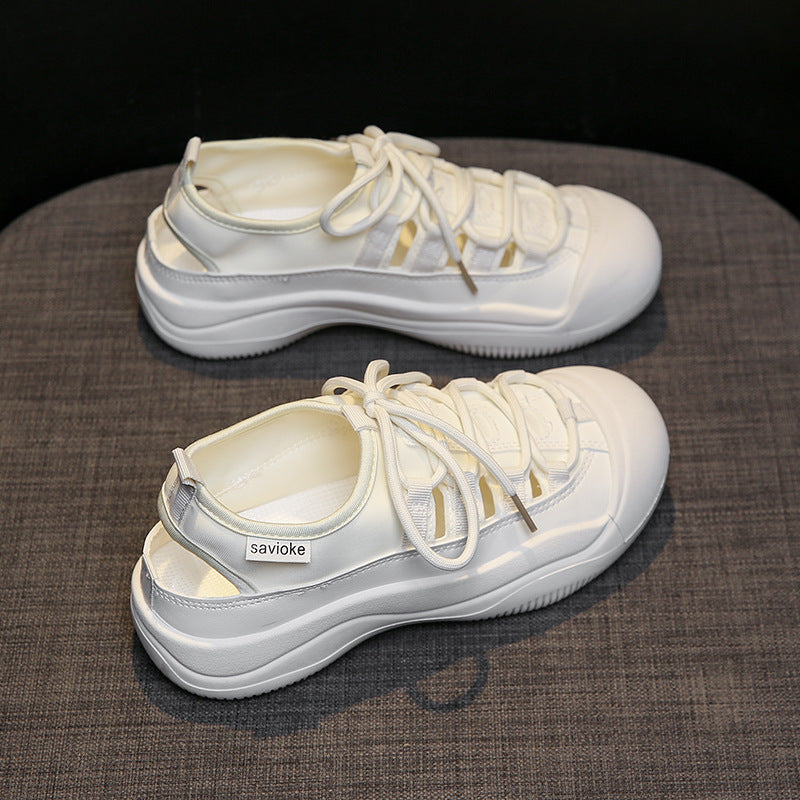 Women's Hollowed White Summer Korean Style Versatile Casual Shoes