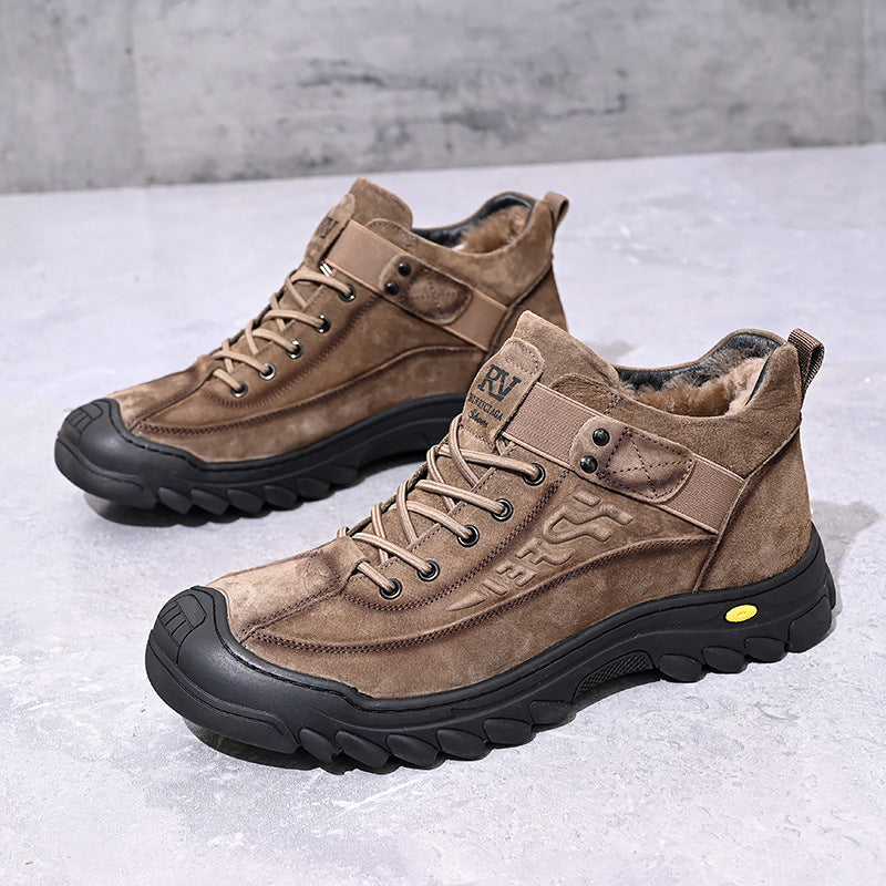 Men's Outdoor Fur Integrated Dad Cotton Thick-soled Snow Boots