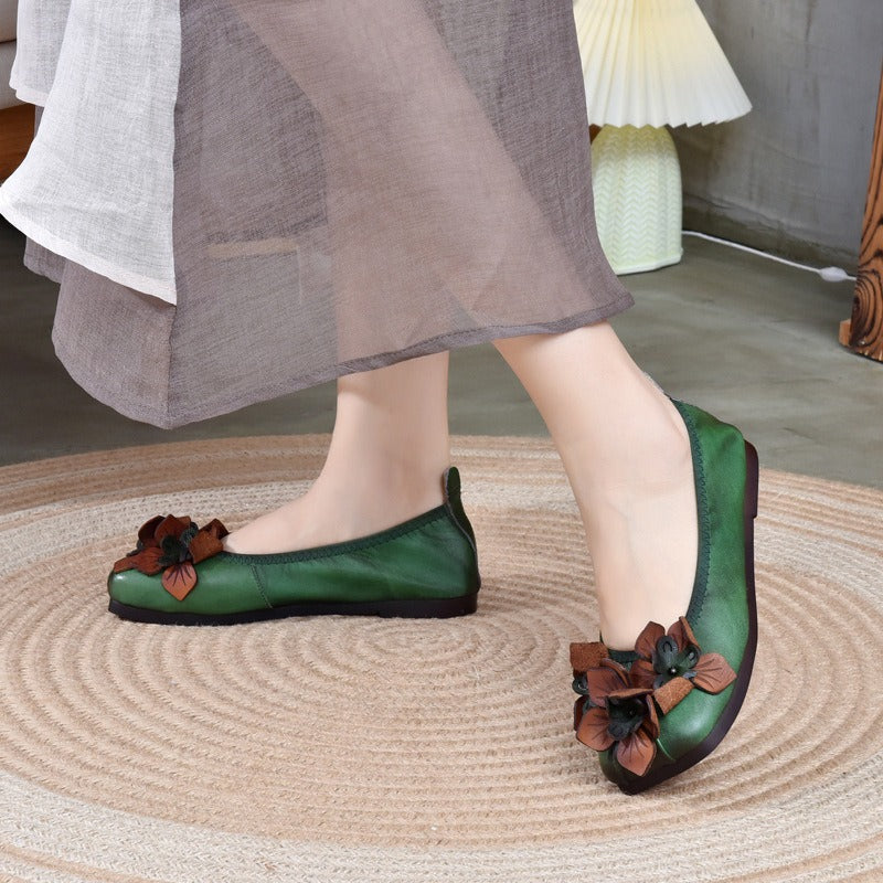 Handmade Retro Flat Bottom Comfort Authentic Mom Loafers