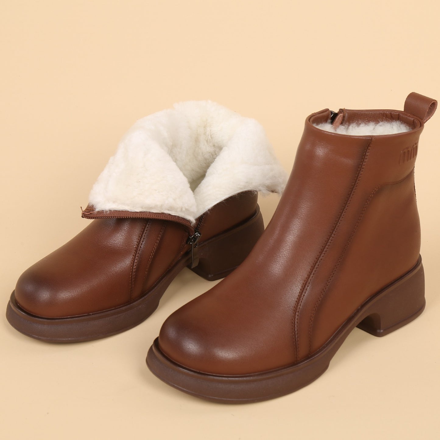 Winter Mother's Cotton Flat Short Thick Bottom Fleece-lined Warm Women's Snow Boots